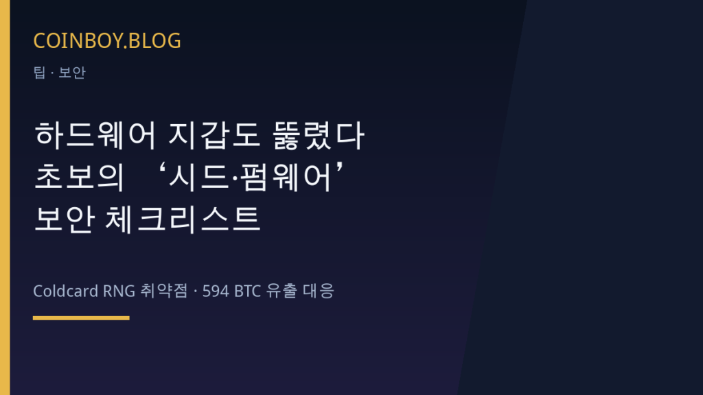 하드웨어 지갑도 뚫렸다…초보의 ‘시드·펌웨어’ 보안 체크리스트