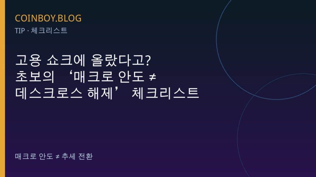 고용 쇼크에 올랐다고?…초보의 ‘매크로 안도 ≠ 데스크로스 해제’ 체크리스트