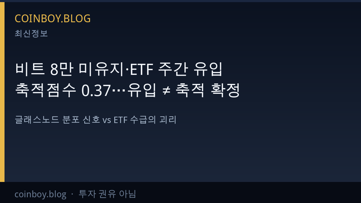 비트코인 ETF 유입과 축적점수 카드뉴스 썸네일