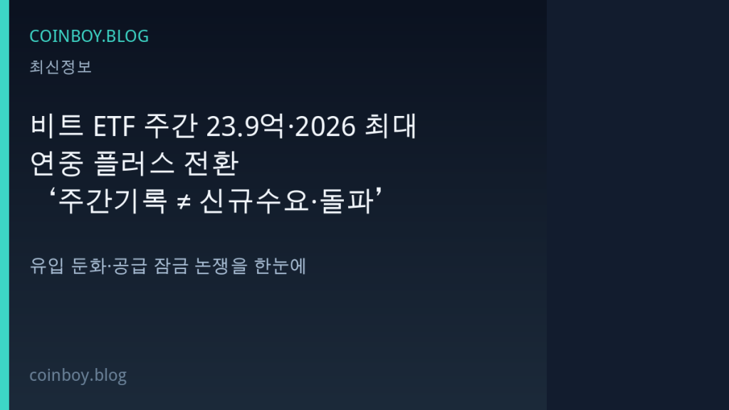 비트코인 ETF 주간 유입 요약 카드
